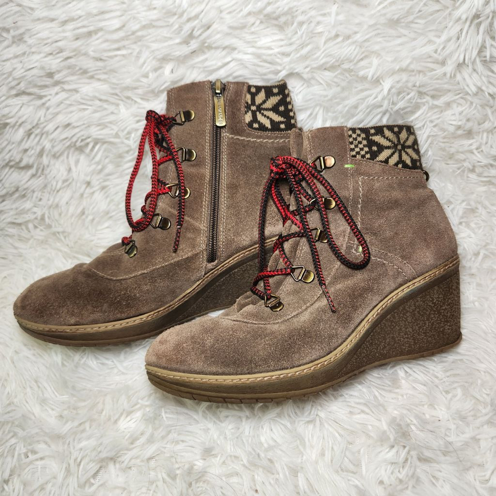 Salamander Suede Wedge Heel Ankle Booties